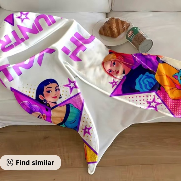 Kids K-Pop Hooded Blanket with- Purple and White - Picture 4 of 6